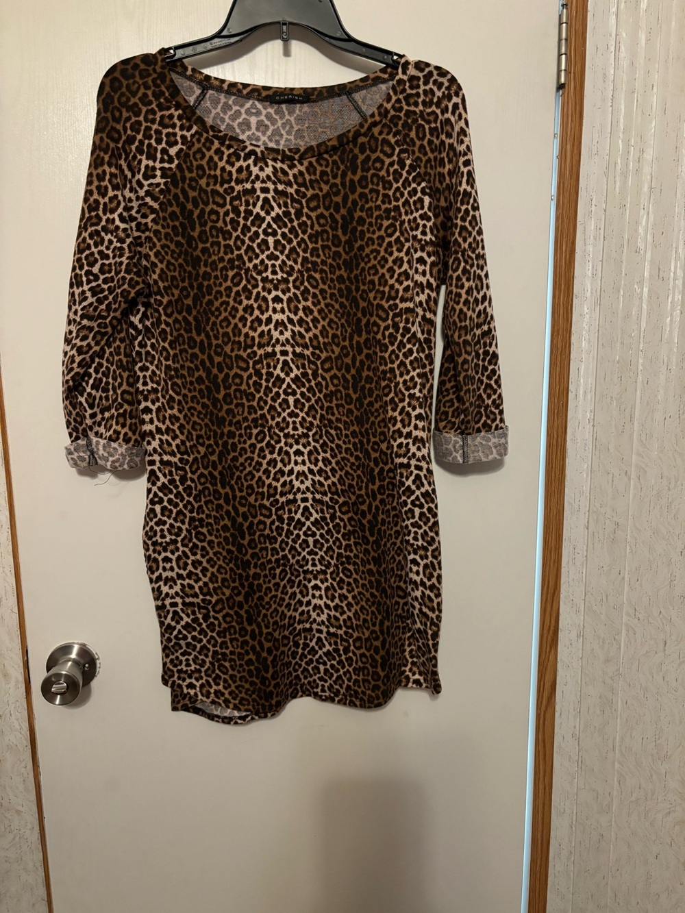 Cherish Leopard Print Mini Dress in Brown and Black
